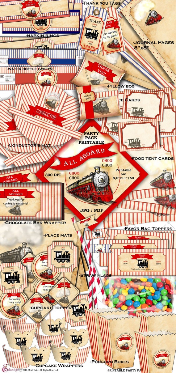 TRAIN Printable Party Pack.instant Download Printable SET. | Etsy