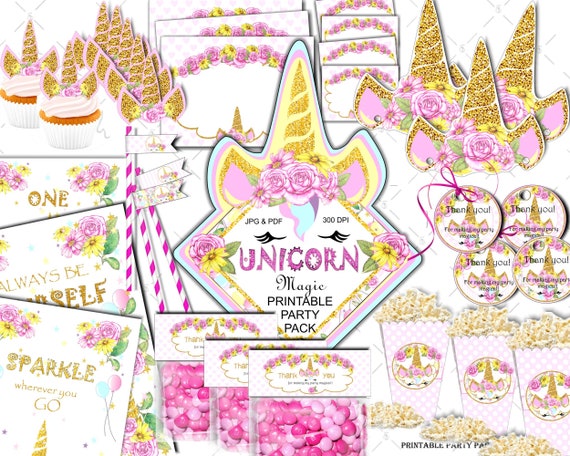 Unicorn Printable Party Pack:instant Download Party | Etsy