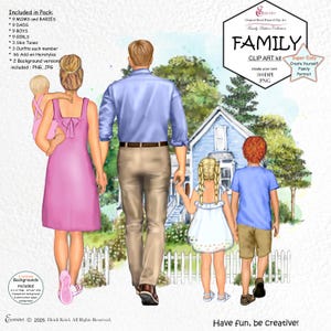 Familien Porträt, Familie Clip Art Bundle. Personalisiertes selbst Add-on Clipart. Erstelle dein eigenes Familien Portrait! Kundenspezifische handgemalte Illustrationen,