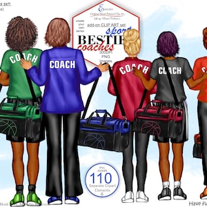Coach beste vriend aangepaste clipartbundel. Coachshirts, broeken, leggings, T-shirts, sneakers, kapsels