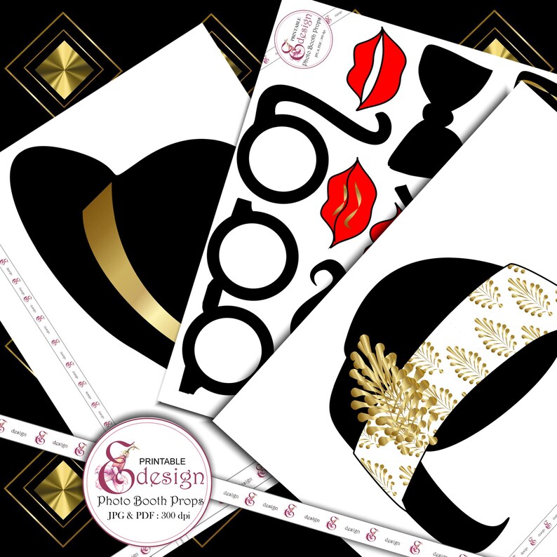 Great Gatsby Party Printable. Photo Booth PROPS. Instant - Etsy