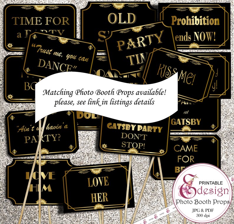Great Gatsby Party Printable. Photo Booth PROPS. Instant - Etsy