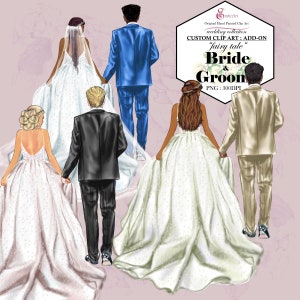 Fairy Tale WEDDING. Create your own Add-On Clip Art Pack. BRIDE and GROOM Add-on Kit.hand drawn,dress.wedding gown.24 hairstyles.Groom suits