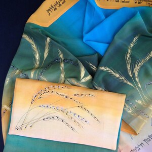 High quality Sateen Silk, Golden wheat design Prayer Shawl for Bat Mitzvah, Wedding, Cantor. Personlized padded Tallith bag included