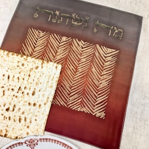 Handmålad Habotai-silkesmatzahöverdrag Afikomen-påse: Beige vetekräm påskgåva