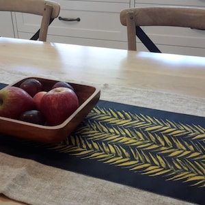 Table Runner, Table Linens, Table Runner Gift, Wheat Decor, Hand Painted Table Runner, Table Cloth Runner, Silk Runner, Jewish Home Decor