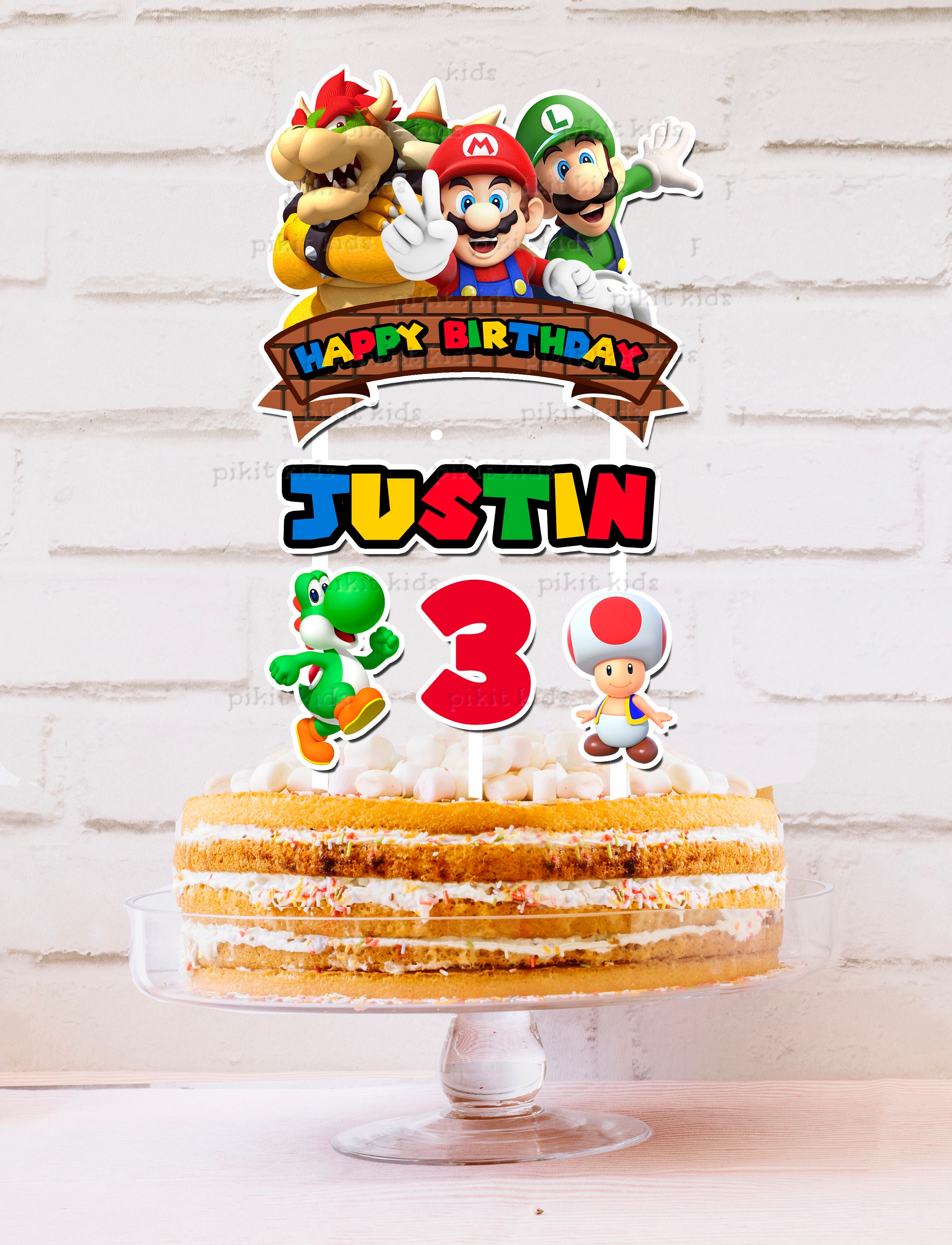 Super Mario Brothers Cake Topper Personalised STURDY Kids Etsy Australia