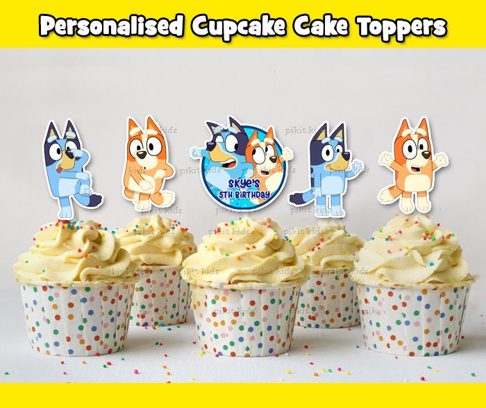 12 x Bluey Personalised Cupcake toppers Birthday Party Etsy