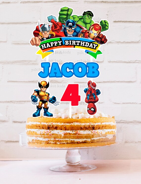 The Avengers Superhero Personalised Bunting Custom Cake Topper Etsy
