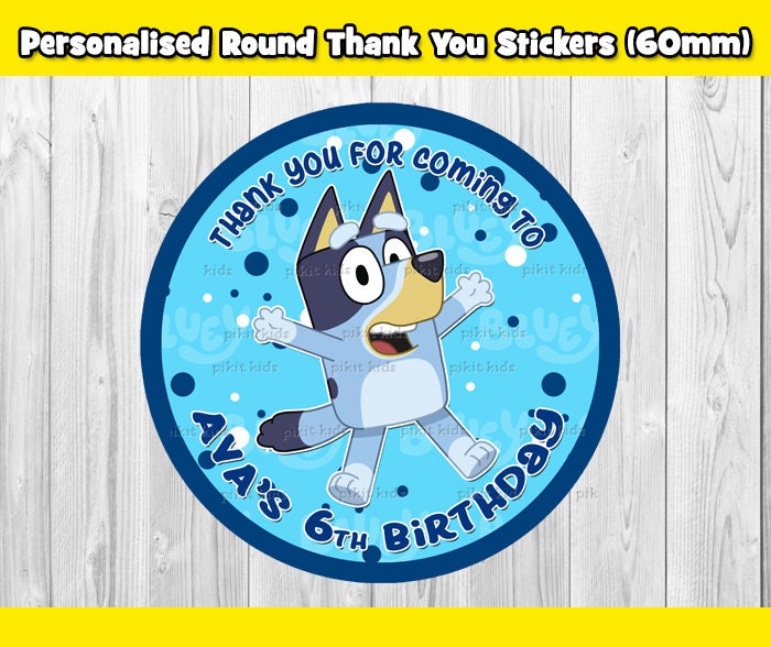 12 X Bluey Customised Round Stickers 60mm Birthday Party Etsy 12 X Bluey Customised Round Stickers 60mm Birthday Party Etsy
