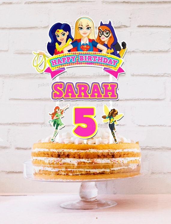 Girl Superhero Personalised Bunting Custom Cake Topper Dc Etsy