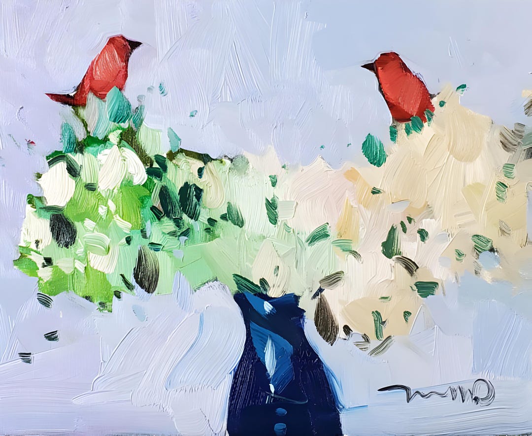 Flowers Birds Bottle Art PRINT of Oil Painting by Artist Jose TRUJILLO ...
