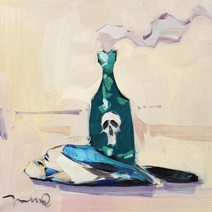 Jose Trujillo Grande stampa su tela 16x16" Impressionismo Arte murale Pittura Natura morta Uccello