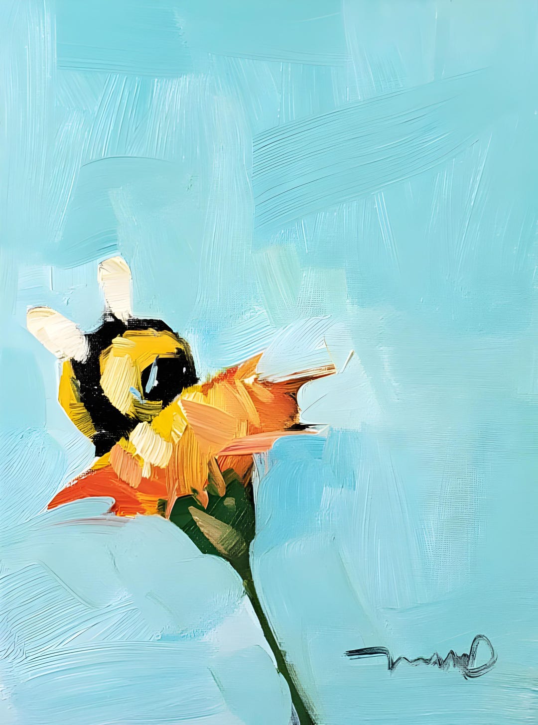 Flower Bee Modernist Art PRINT of Oil Painting by Artist Jose TRUJILLO ...
