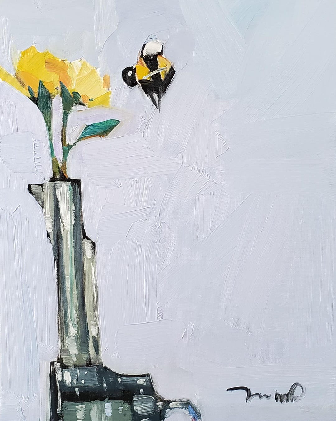 Revolver Flowers Bee Art PRINT of Oil Painting by Artist Jose Trujillo ...