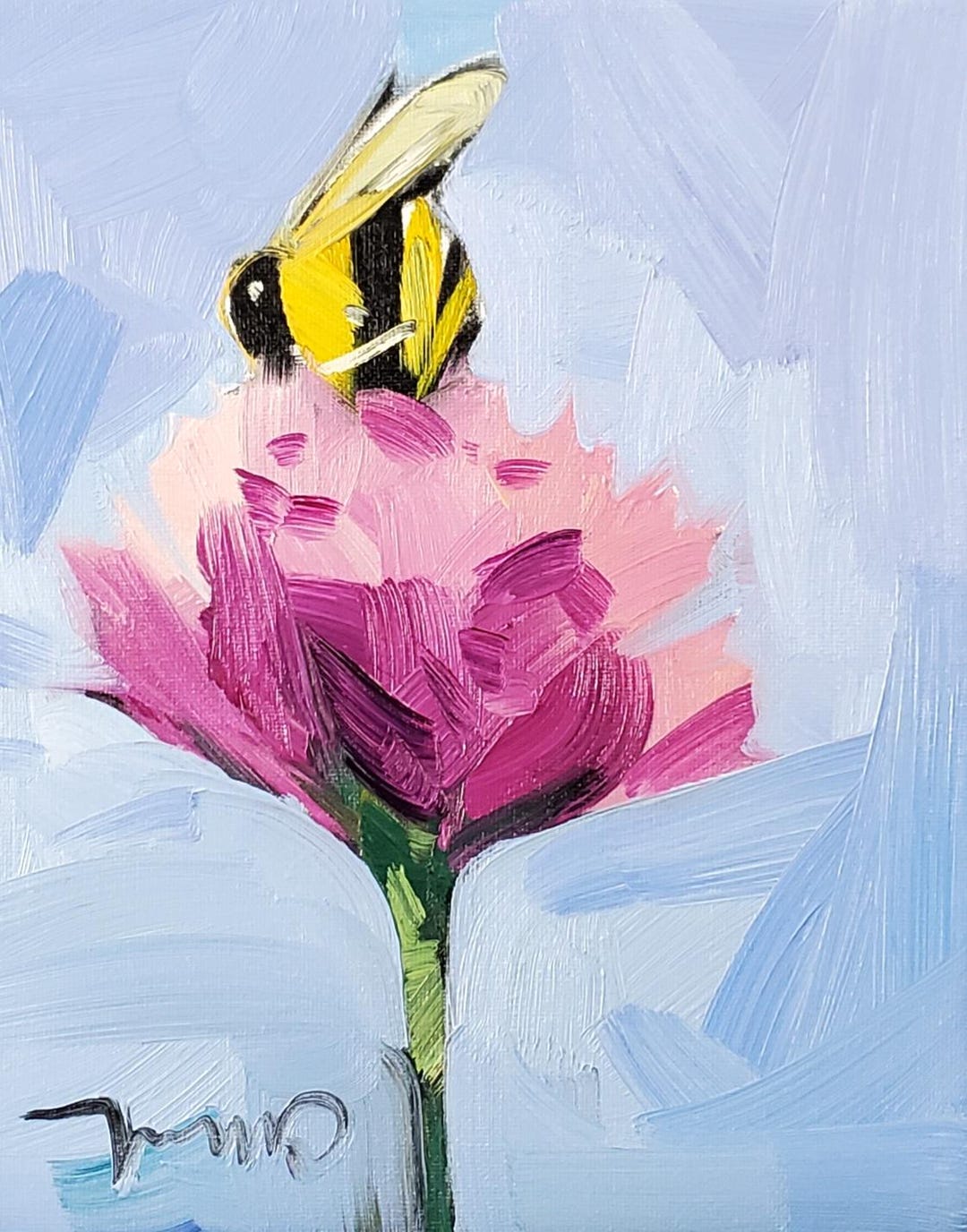 Flower Bee Art PRINT of Painting by Artist Jose Trujillo 16x20 - Etsy