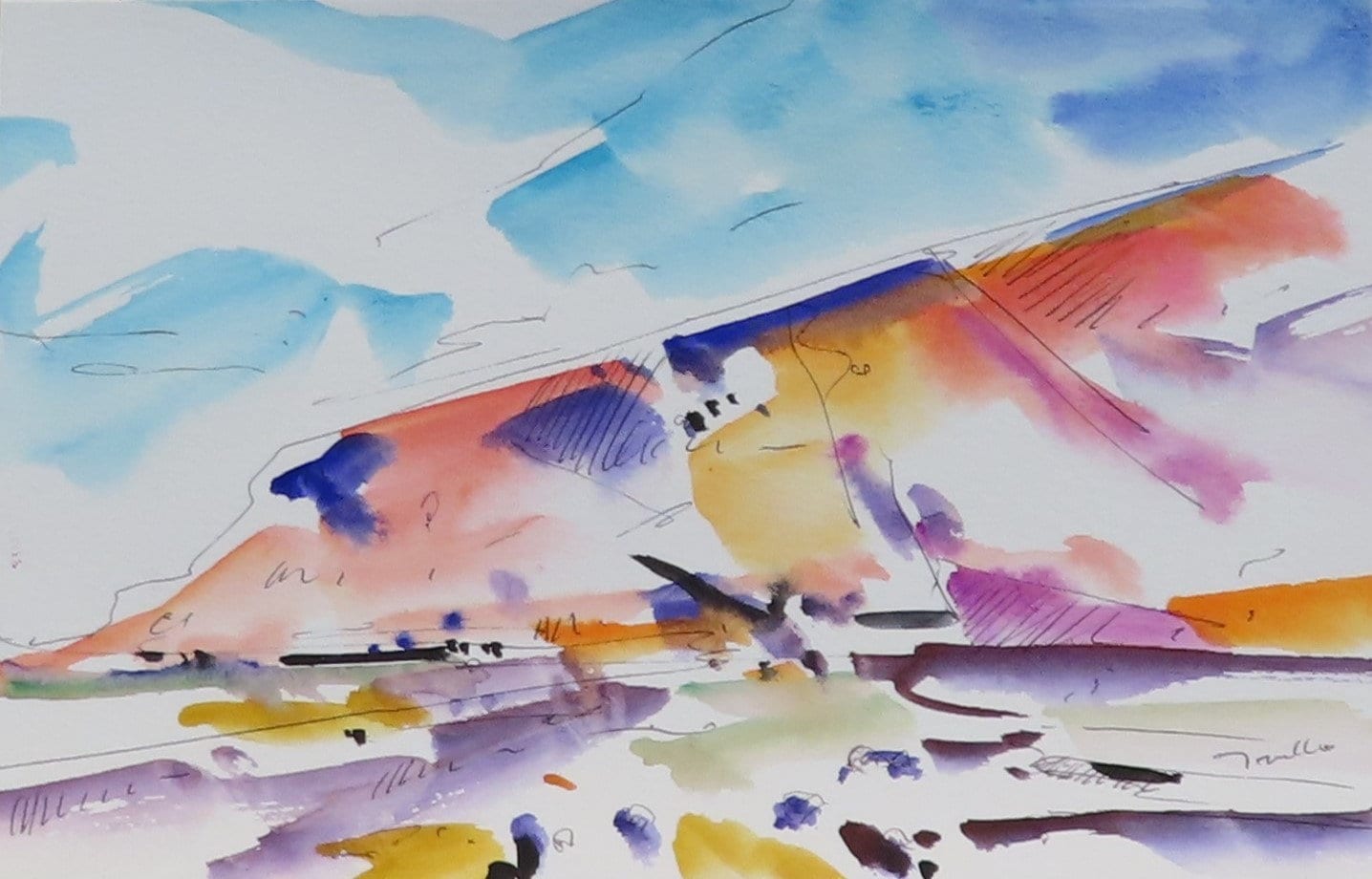 JOSE TRUJILLO ORIGINAL Watercolor Painting 6x9 Modern