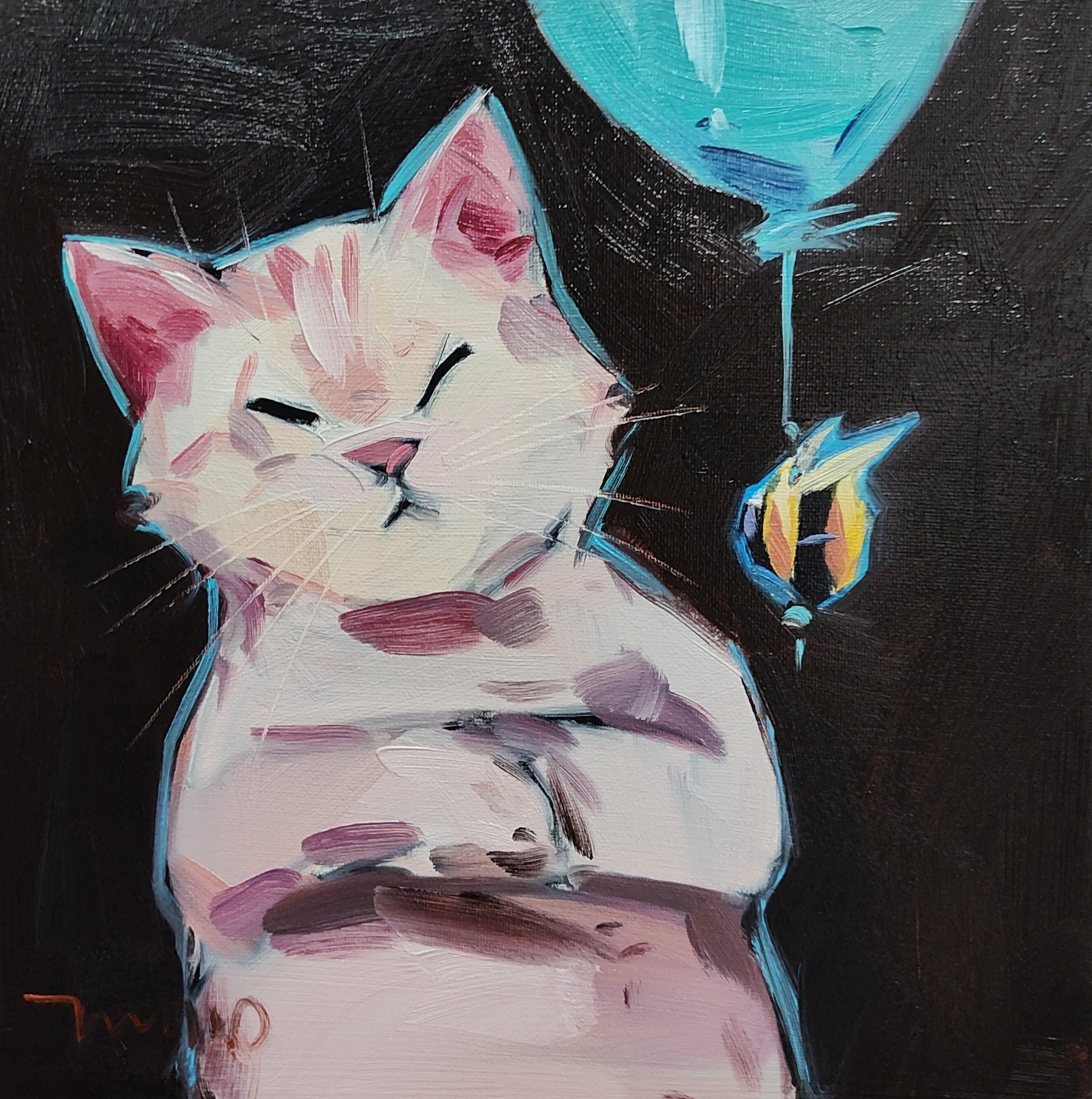 Jose Trujillo ORIGINAL Oil Painting Impressionist Frustrated Cat