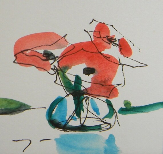 水彩画 原画 白いポピー（ポピー 水彩画 原画 - OEKAKIBABA'S