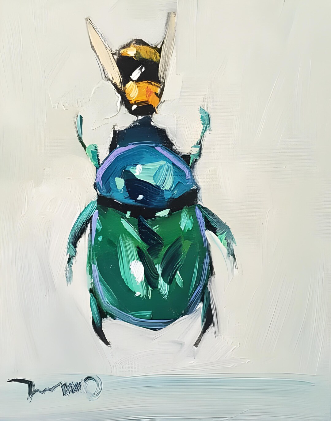 Beetle and Bee Art PRINT of Oil Painting by Artist Jose TRUJILLO 16x20 ...