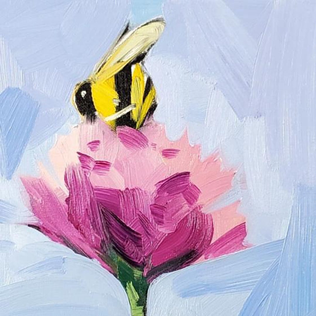 16x16 Flower Bee Canvas Print: Modern Style by Artist Jose Trujillo - Etsy