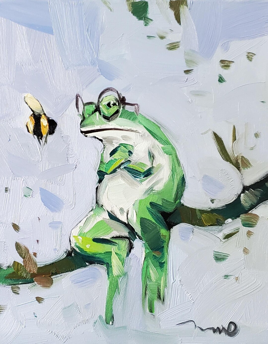 Whimsical Frog Art PRINT of Oil Painting by Artist Jose Trujillo 16x20 ...