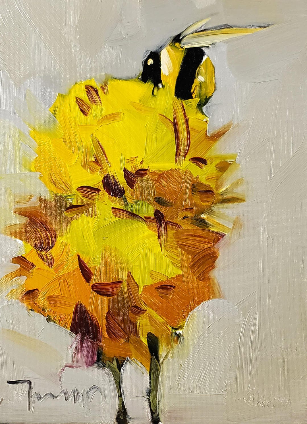 Jose Trujillo Large 16x20" Canvas Print Impressionist Bee With Yellow ...