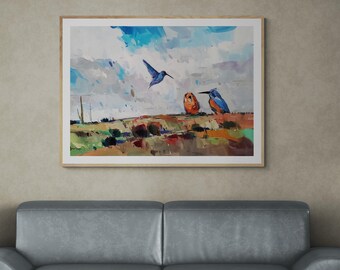 XL 36x48 巨大な鳥の砂漠の風景アート アーティスト Jose Trujillo