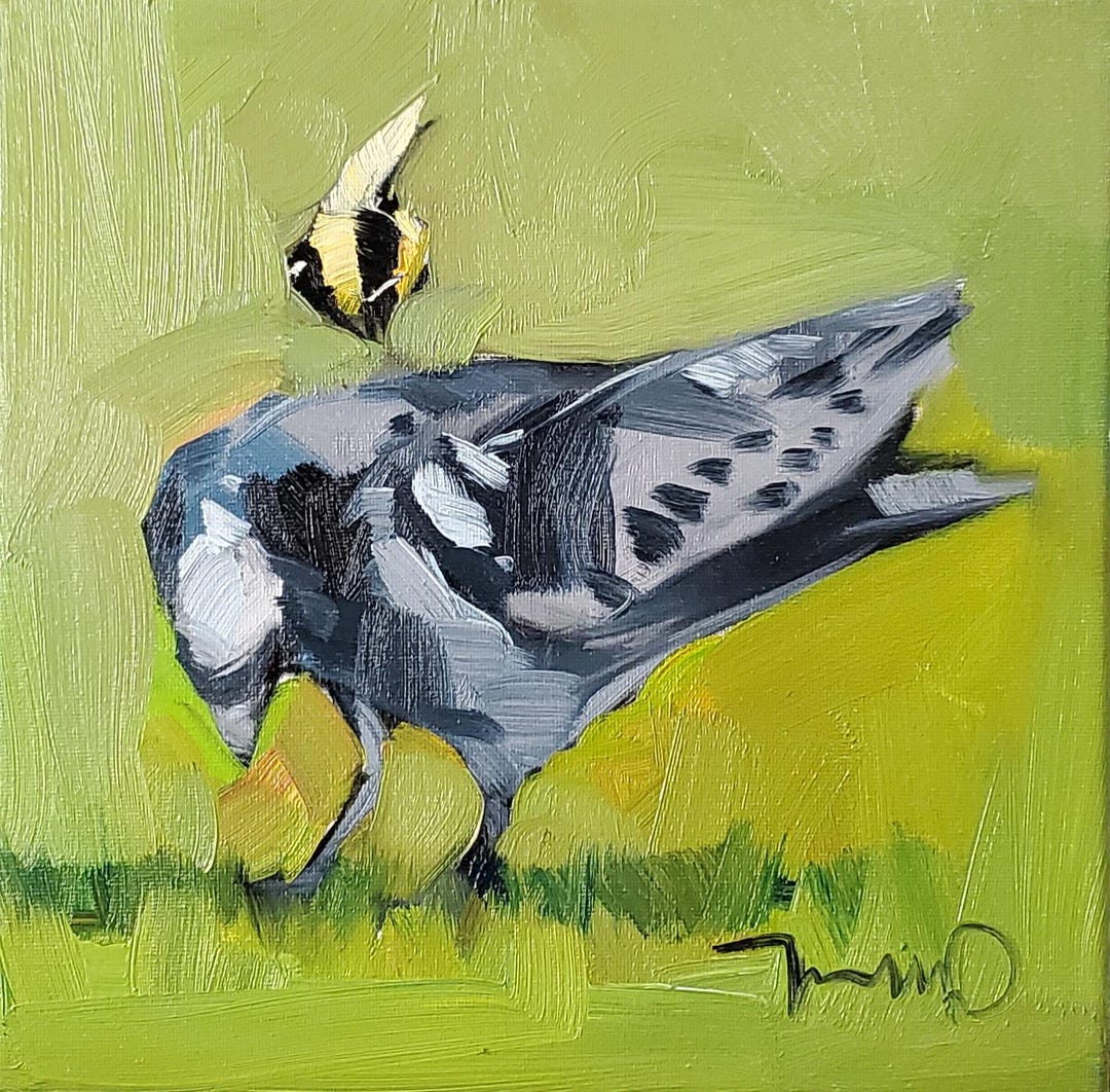 抽象的な鳥と蜂のアート アーティスト Jose Trujillo による絵画の