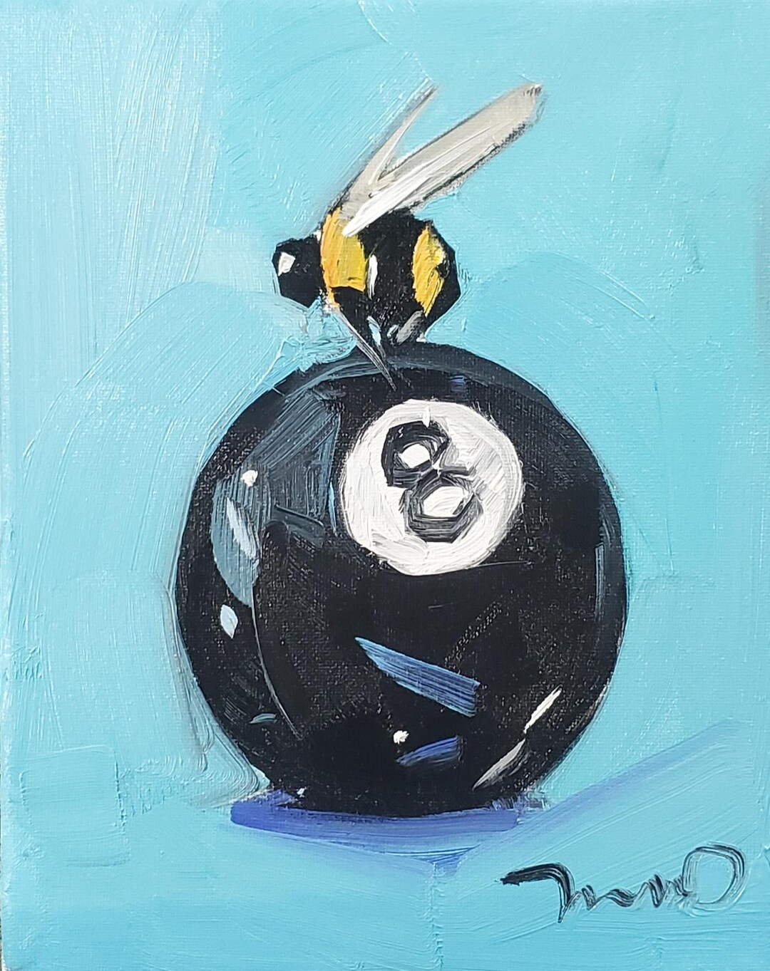 8 Ball Bee Art PRINT of an Oil Painting by Artist Jose Trujillo 16x20 ...
