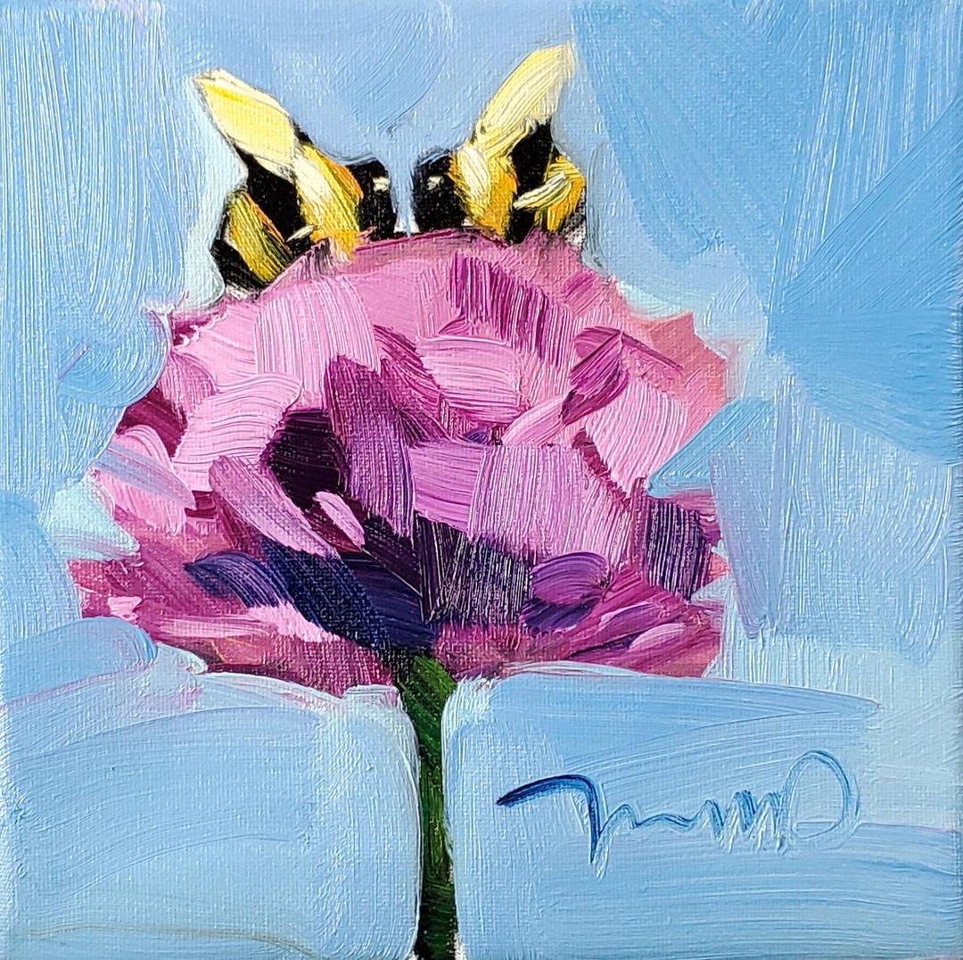 Minimalist Floral Bees Art PRINT of Painting by Artist Jose Trujillo ...