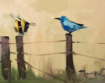 Jose Trujillo 40x50cm Leinwanddruck Impressionist Biene und Vogel