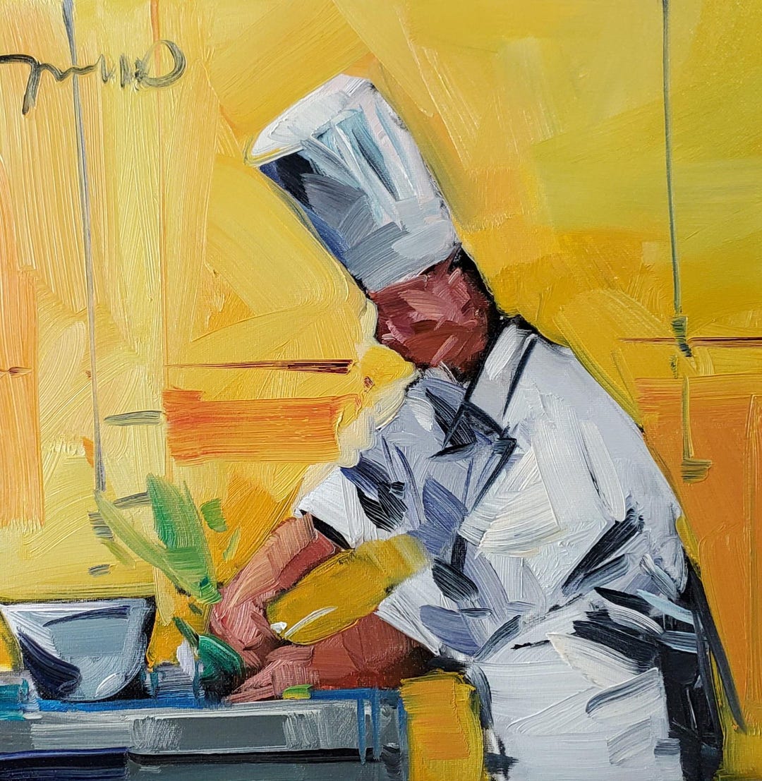 Chef Cooking Kitchen Art PRINT of Painting by Artist Jose Trujillo - Etsy