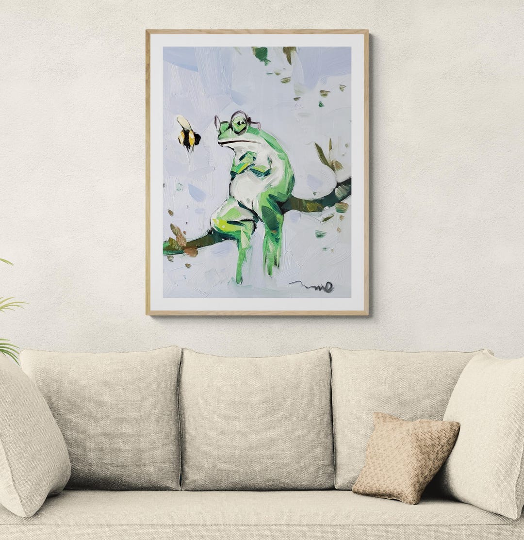 40x30 Inches Whimsical Frog Art PRINT of Oil Painting by Artist Jose ...