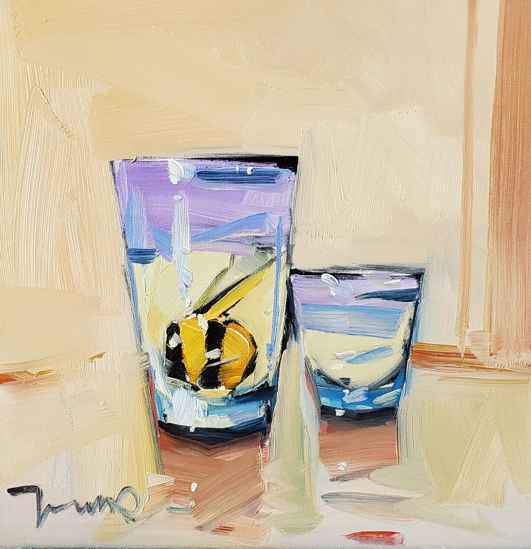 Jose Trujillo Large 16x16" Canvas Print Impressionist Bee in Water Cup ...