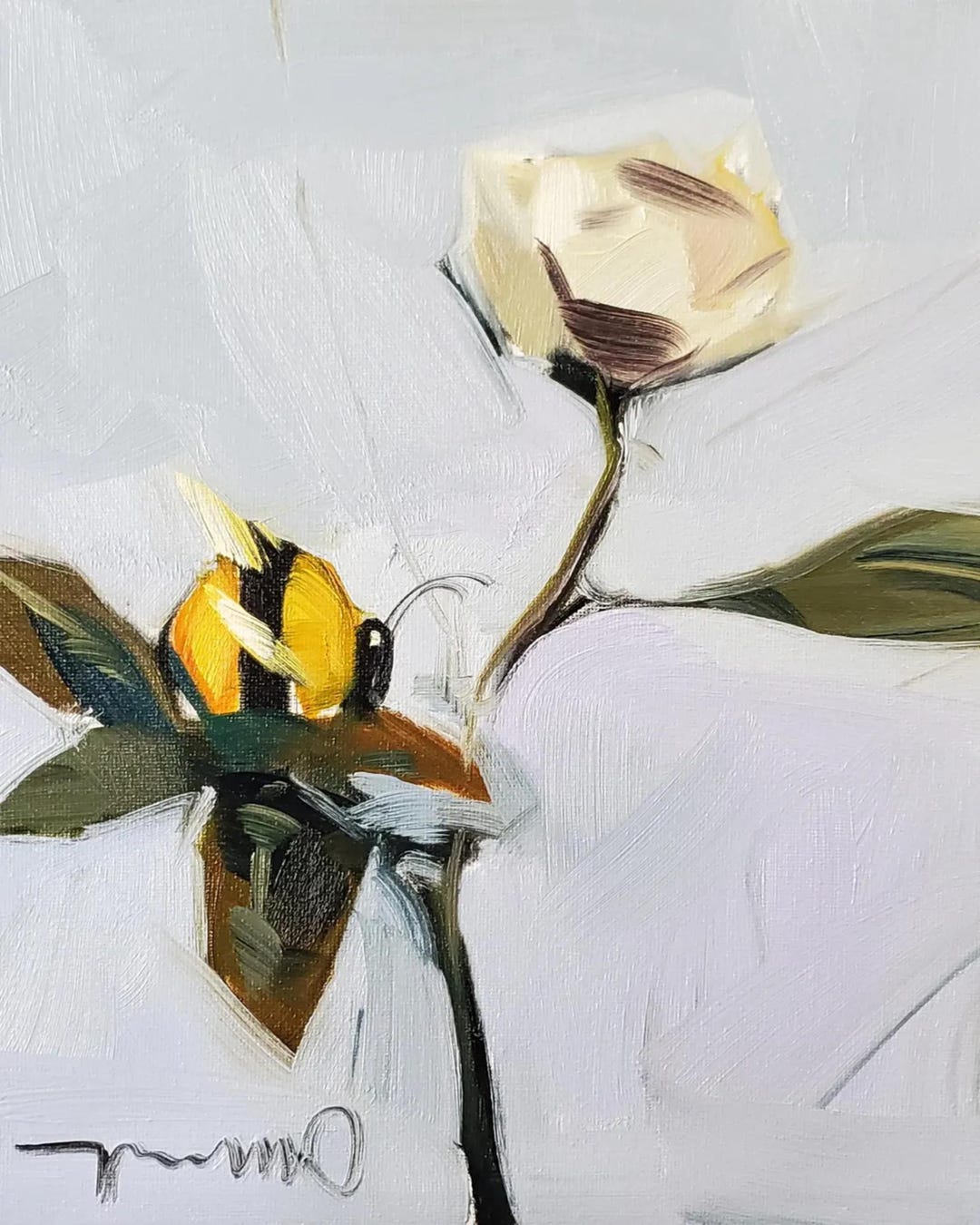 Bee Flower Art by Jose TRUJILLO Large 16x20" Canvas Print Impressionism ...