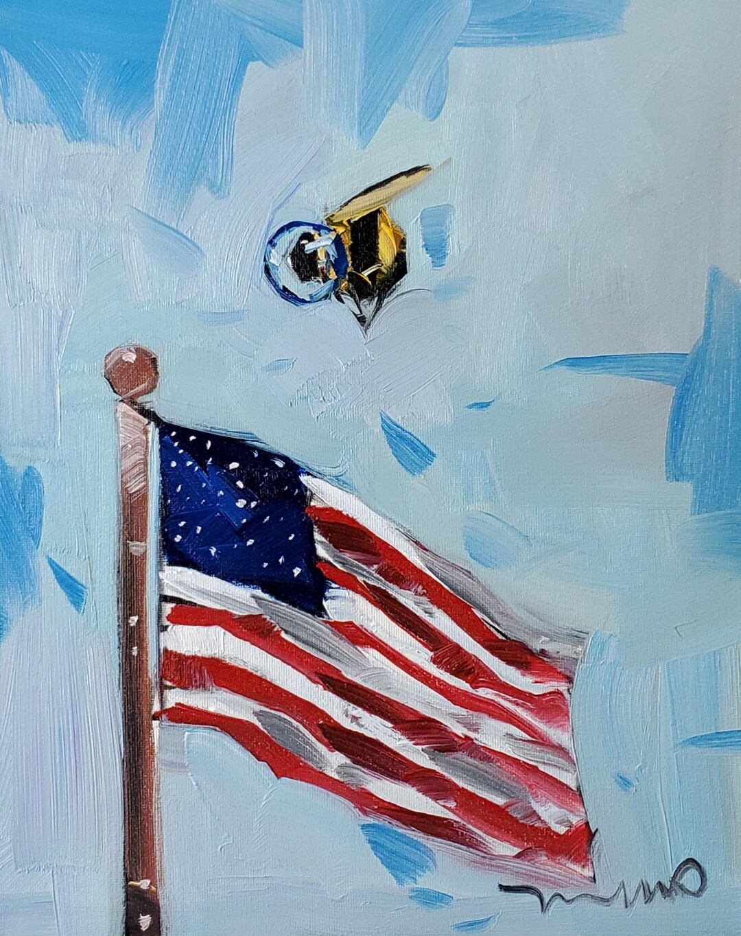 American Flag Bee Art PRINT of Painting by Artist Jose Trujillo 16x20 ...