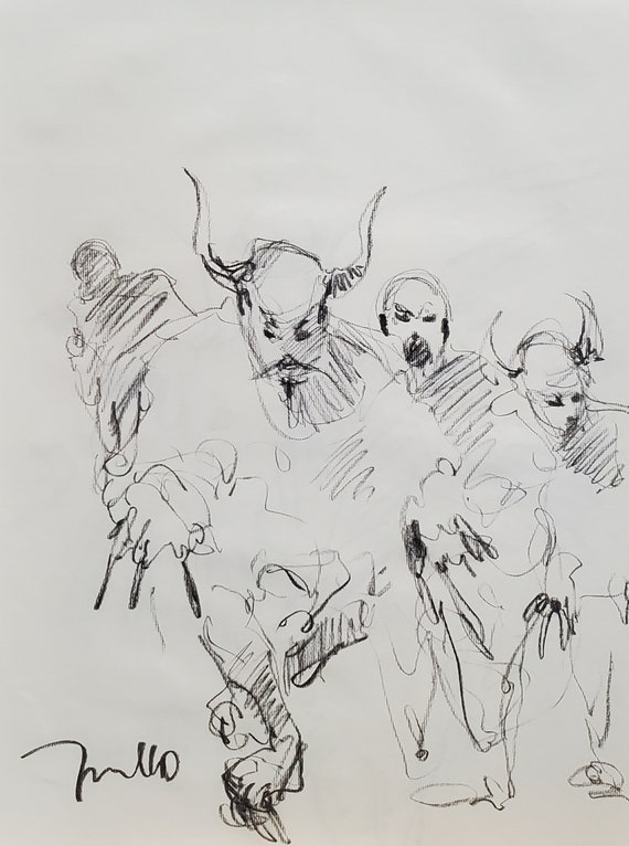 Contemporary Jose Trujillo Original Charcoal Paper Sketch Drawing - 11x17