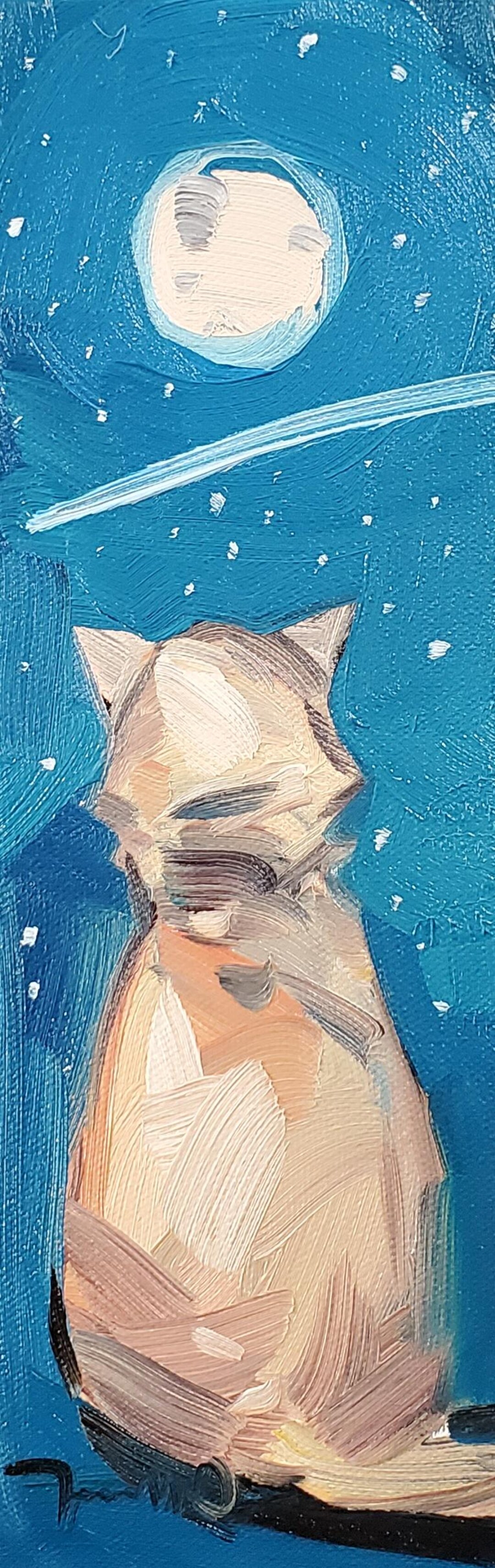Cat Space 12x36 Canvas PRINT of Painting by Artist Jose Trujillo