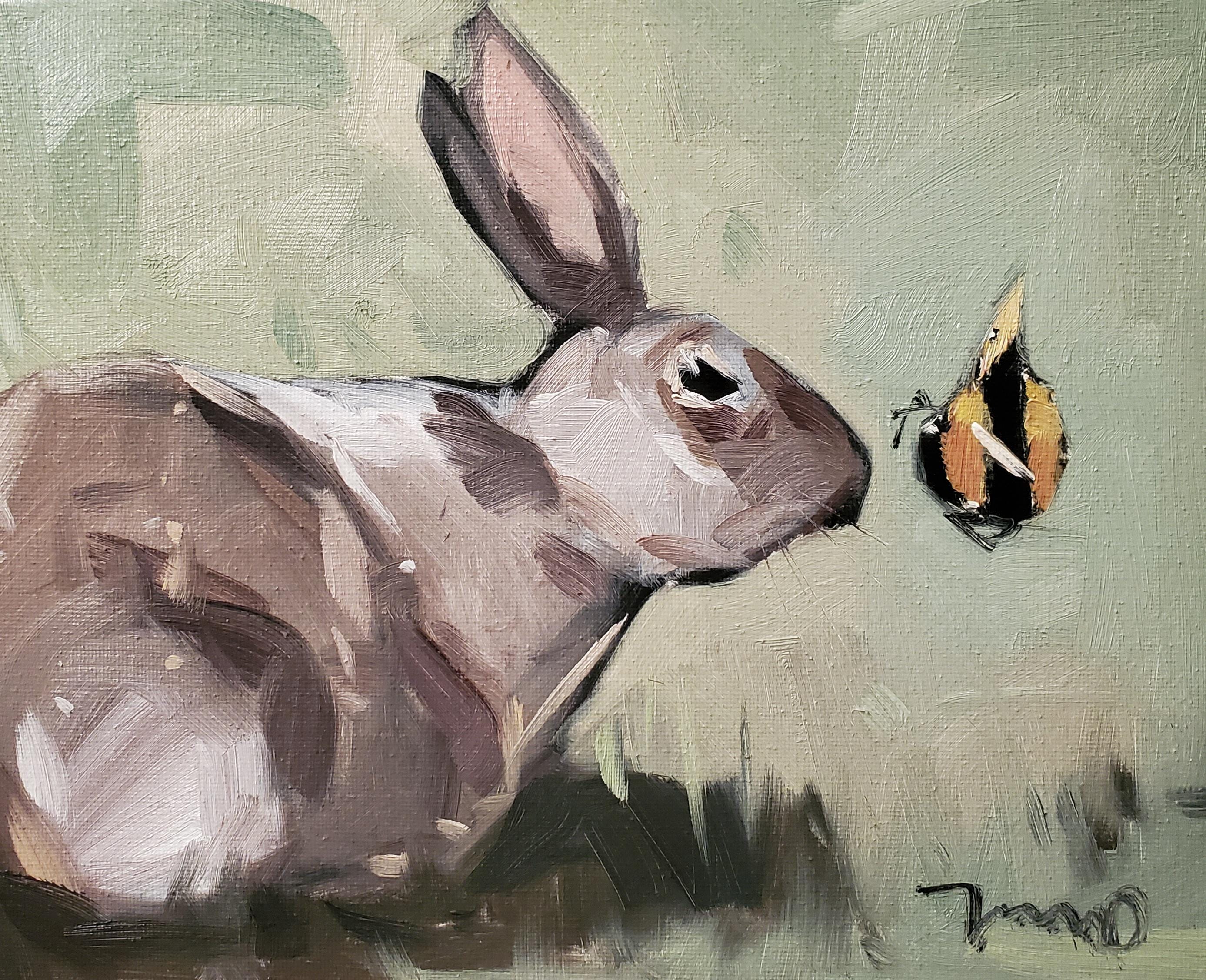 Bunny Rabbit Bee PRINT of Oil Painting by Artist Jose TRUJILLO 16x20 - Etsy