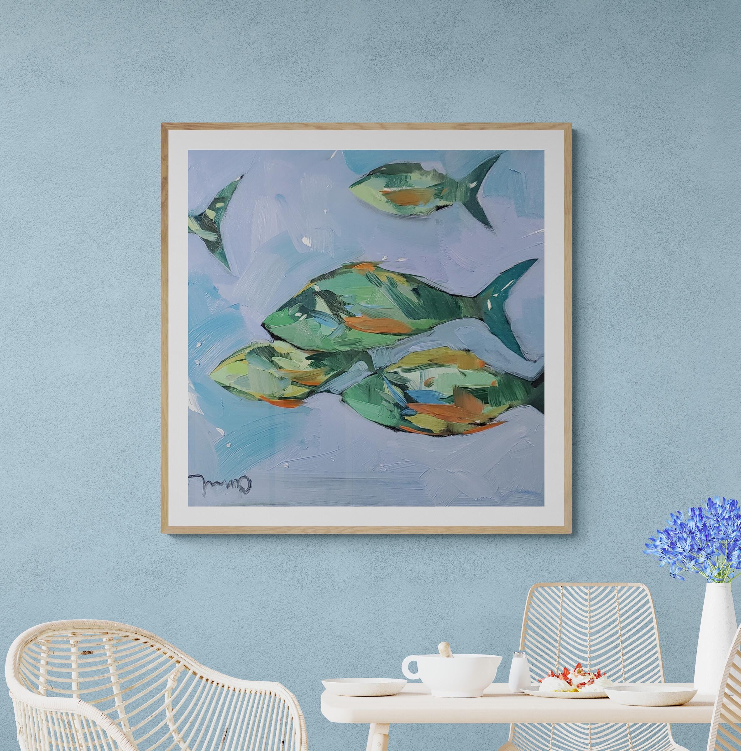 36x36インチの大型魚群アートプリント（アーティスト：ホセ