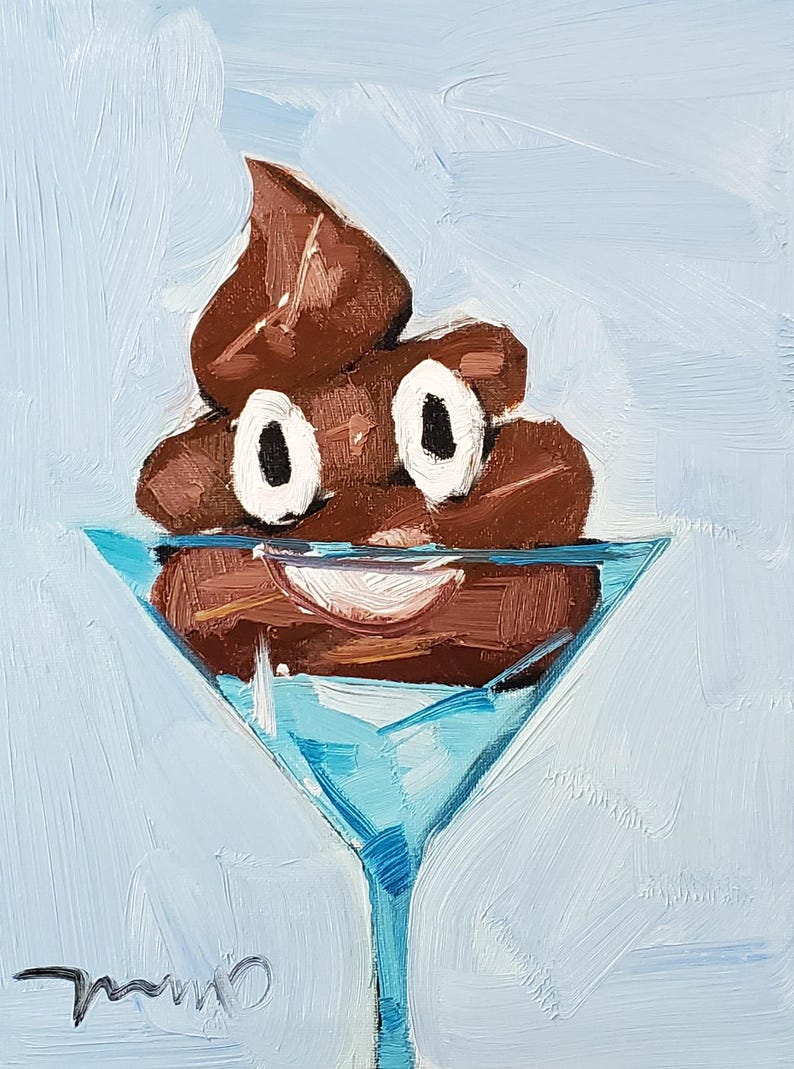 Poop Emoji Martini Art PRINT Of Oil Painting By Artist Jose Trujillo poop-emoji-martini-art-print-of-oil-painting-by-artist-jose-trujillo