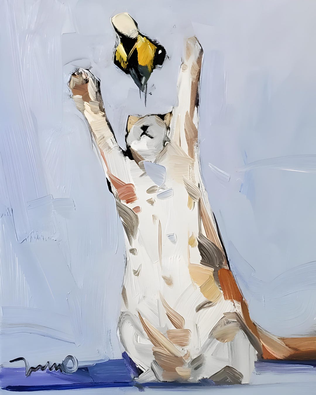 Cat and Big Bee 16x20 PRINT of Oil Painting by Artist Jose TRUJILLO - Etsy