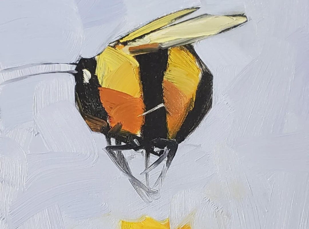 Huge Bee Modern Art PRINT of Oil Painting by Artist Jose Trujillo 16x20 ...