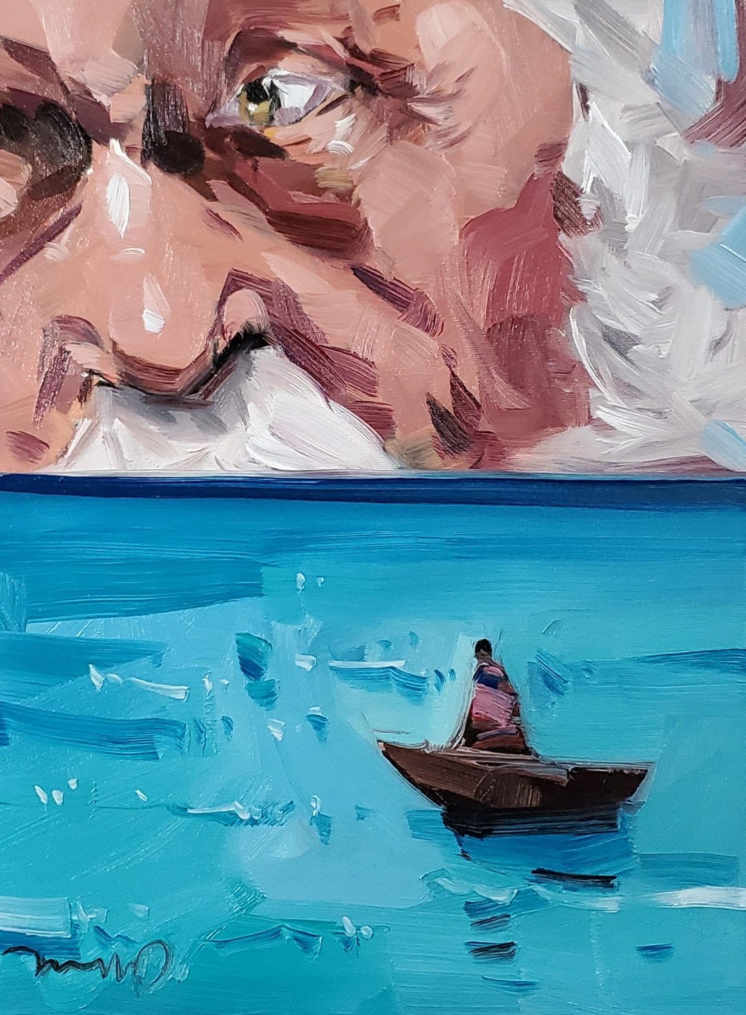 Old Man Sea Art Canvas PRINT of Painting by Artist Jose Trujillo 16x20 ...