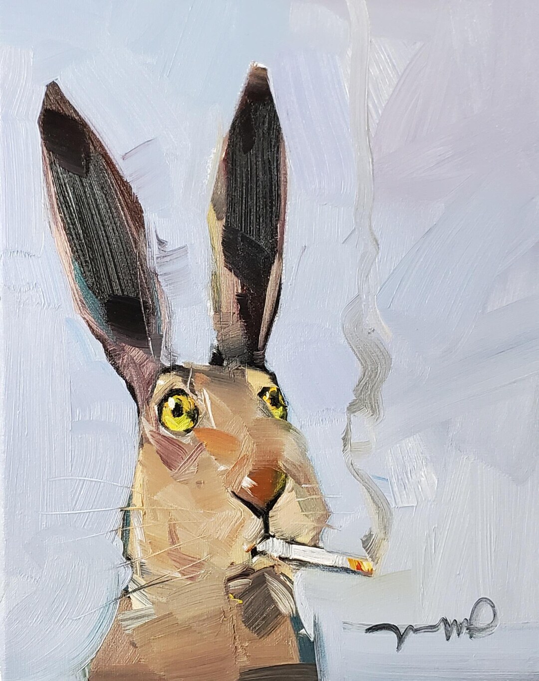 Smoking Rabbit Art PRINT of Painting by Artist Jose Trujillo - Etsy