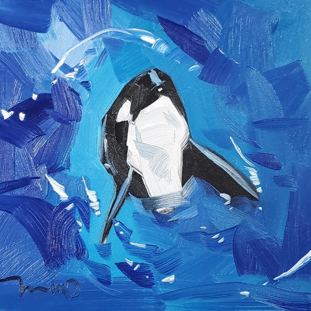 Orca Killer Whale Ocean Art PRINT of an Oil Painting Impressionism ...