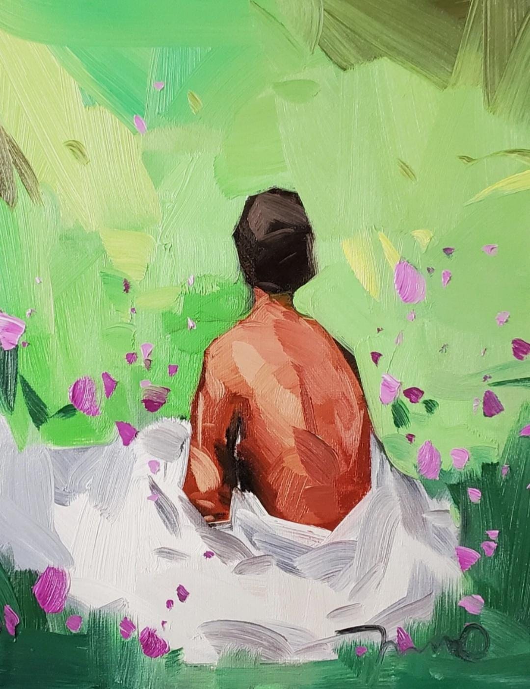 Woman in Garden Art PRINT of Oil Painting by Artist Jose TRUJILLO 16x20 ...