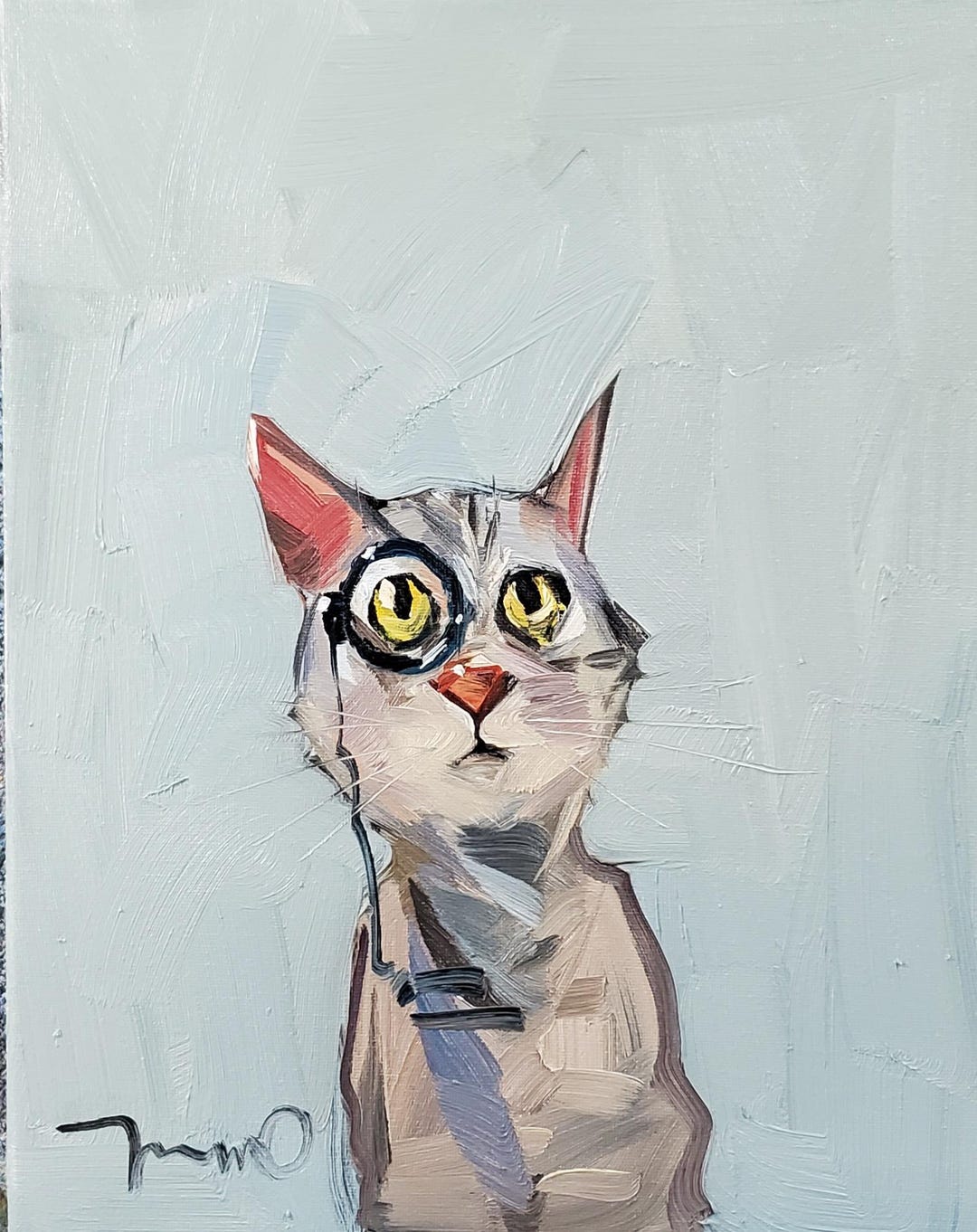 Cat With Monocle Art PRINT of an Oil Painting by Artist Jose Trujillo ...