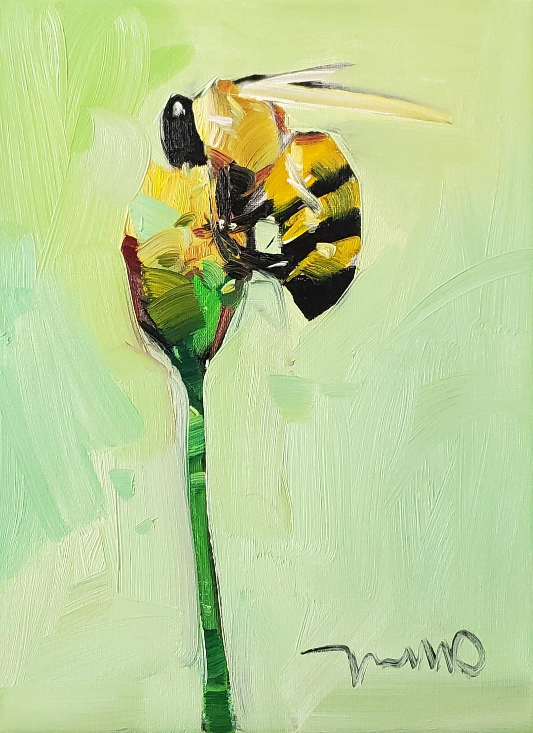 Flower Bee by Impressionism Artist Jose Trujillo 16x20 in Canvas Art ...